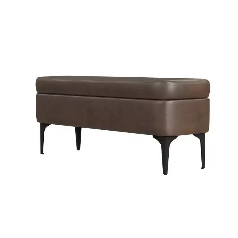 Grande panca contenitore moderna con gambe in metallo nero opaco