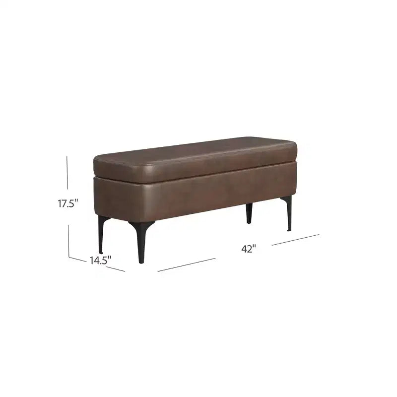 Grande panca contenitore moderna con gambe in metallo nero opaco