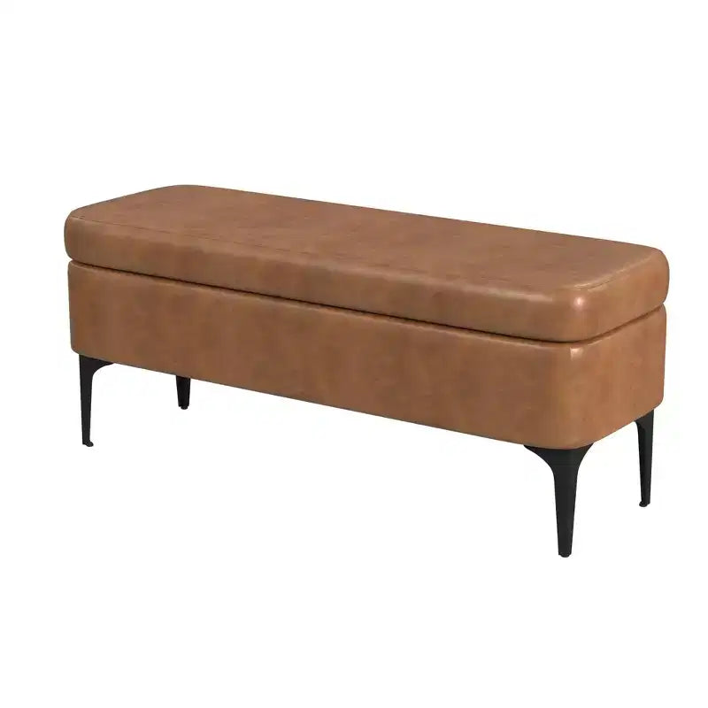 Grande panca contenitore moderna con gambe in metallo nero opaco
