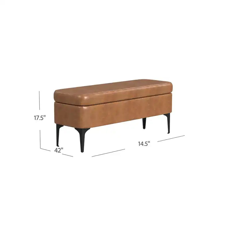 Grande panca contenitore moderna con gambe in metallo nero opaco