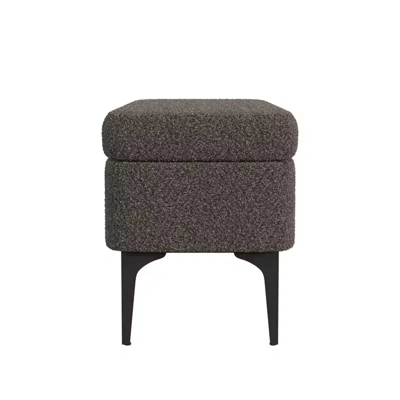 Grande panca contenitore moderna con gambe in metallo nero opaco