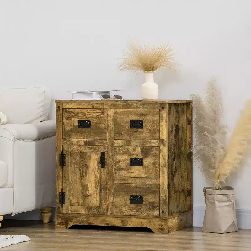 Mobile credenza con 4 cassetti e armadietto – Rustico marrone