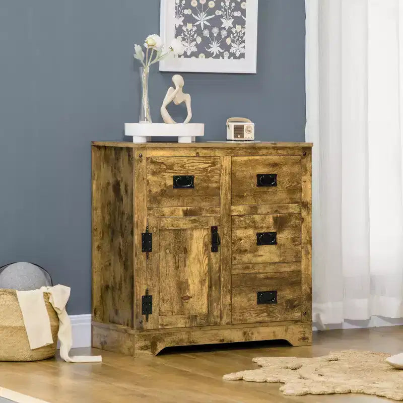 Mobile credenza con 4 cassetti e armadietto – Rustico marrone
