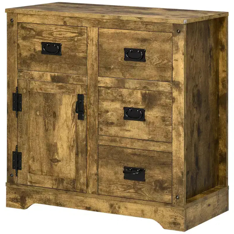 Mobile credenza con 4 cassetti e armadietto – Rustico marrone