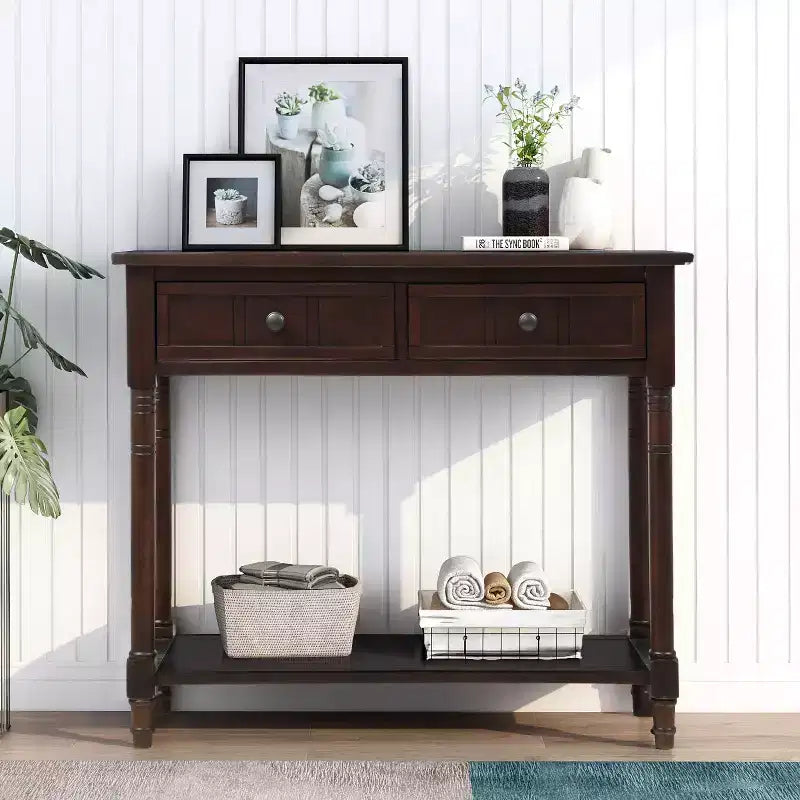 Tavolino da Caffè Ovale in Legno di Mango da 90 cm con Vano Contenitore Nascosto – Base a Scanalature