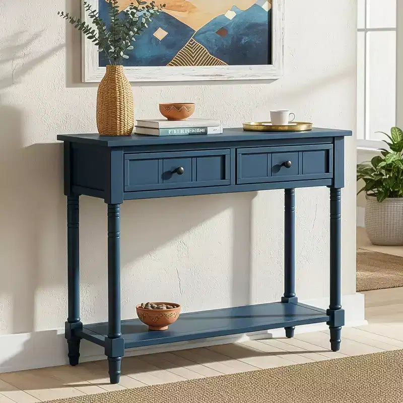Tavolino da Caffè Ovale in Legno di Mango da 90 cm con Vano Contenitore Nascosto – Base a Scanalature
