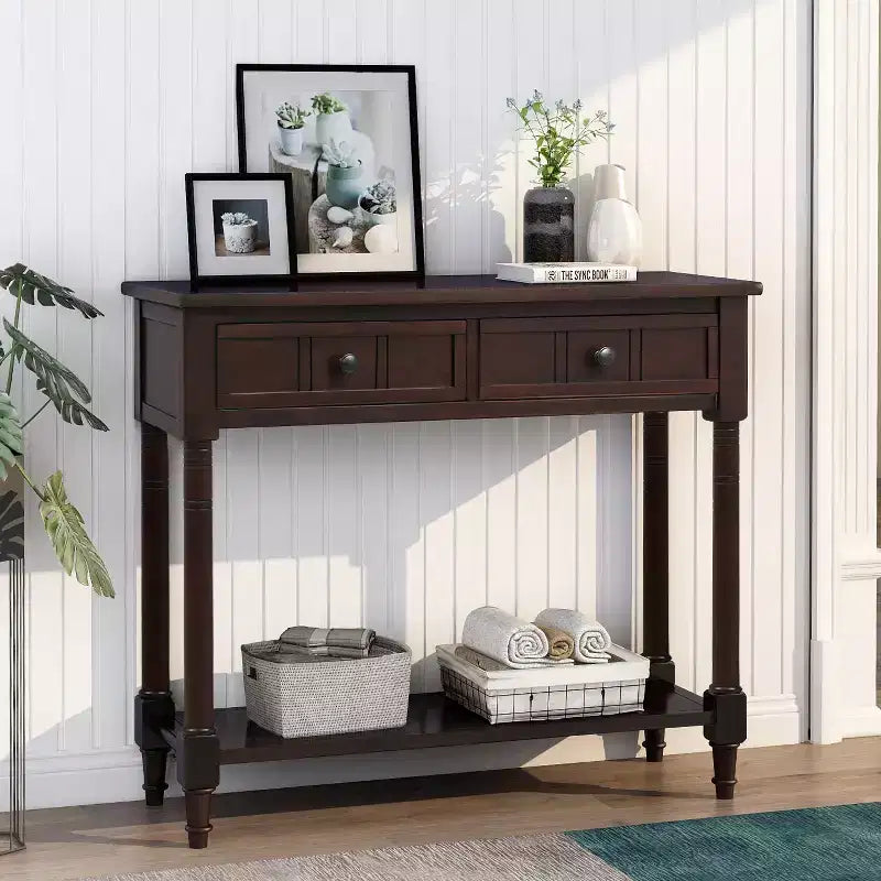 Tavolino da Caffè Ovale in Legno di Mango da 90 cm con Vano Contenitore Nascosto – Base a Scanalature