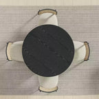 Tavolo da pranzo rotondo con piedistallo nero per 4 persone, legno di caucciù, 117 cm