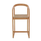 Sgabello da bar in teak naturale, beige, schienale medio con braccioli, seduta singola