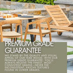 Sgabello da bar in teak naturale, beige, schienale medio con braccioli, seduta singola