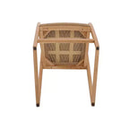 Sgabello da bar in teak naturale, beige, schienale medio con braccioli, seduta singola