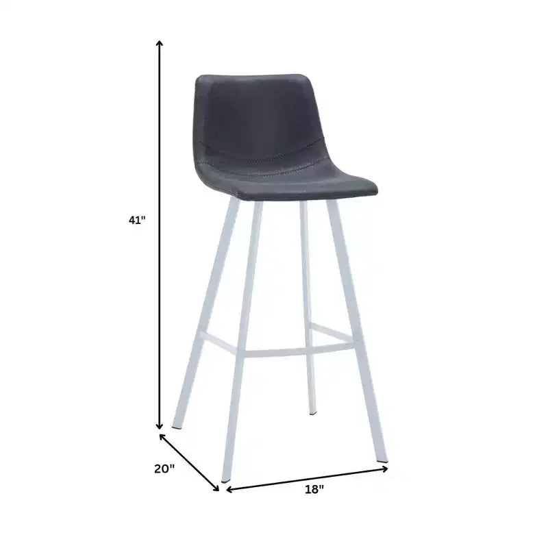 Sgabello da bar imbottito in pelle da 35" con base in acciaio inossidabile