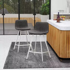 Sgabello da bar imbottito in pelle da 35" con base in acciaio inossidabile