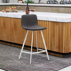 Sgabello da bar imbottito in pelle da 35" con base in acciaio inossidabile