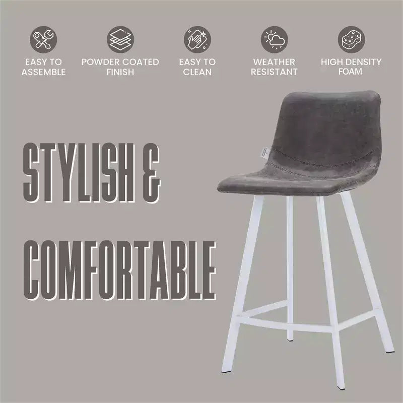 Sgabello da bar imbottito in pelle da 35" con base in acciaio inossidabile