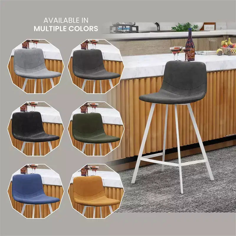 Sgabello da bar imbottito in pelle da 35" con base in acciaio inossidabile