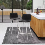 Sgabello da bar imbottito in pelle da 35" con base in acciaio inossidabile
