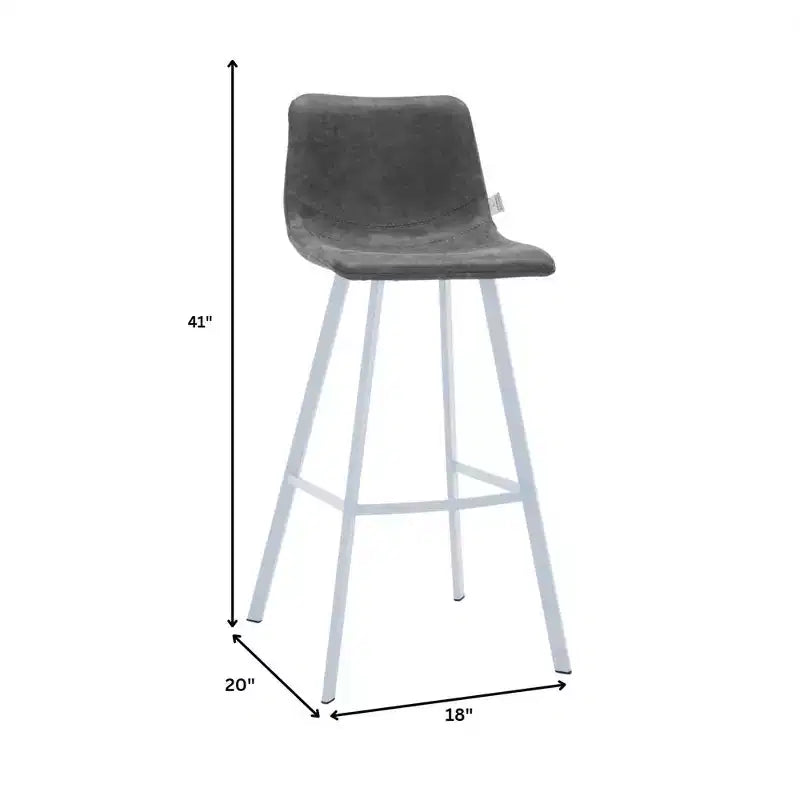 Sgabello da bar imbottito in pelle da 35" con base in acciaio inossidabile