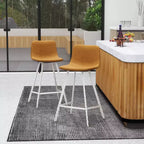 Sgabello da bar imbottito in pelle da 35" con base in acciaio inossidabile