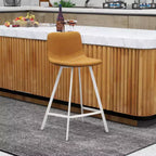 Sgabello da bar imbottito in pelle da 35" con base in acciaio inossidabile