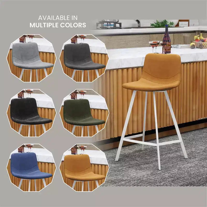 Sgabello da bar imbottito in pelle da 35" con base in acciaio inossidabile