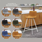 Sgabello da bar imbottito in pelle da 35" con base in acciaio inossidabile