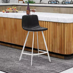 Sgabello da bar imbottito in pelle da 35" con base in acciaio inossidabile