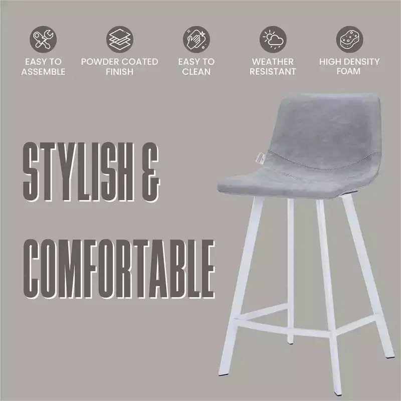 Sgabello da bar imbottito in pelle da 35" con base in acciaio inossidabile