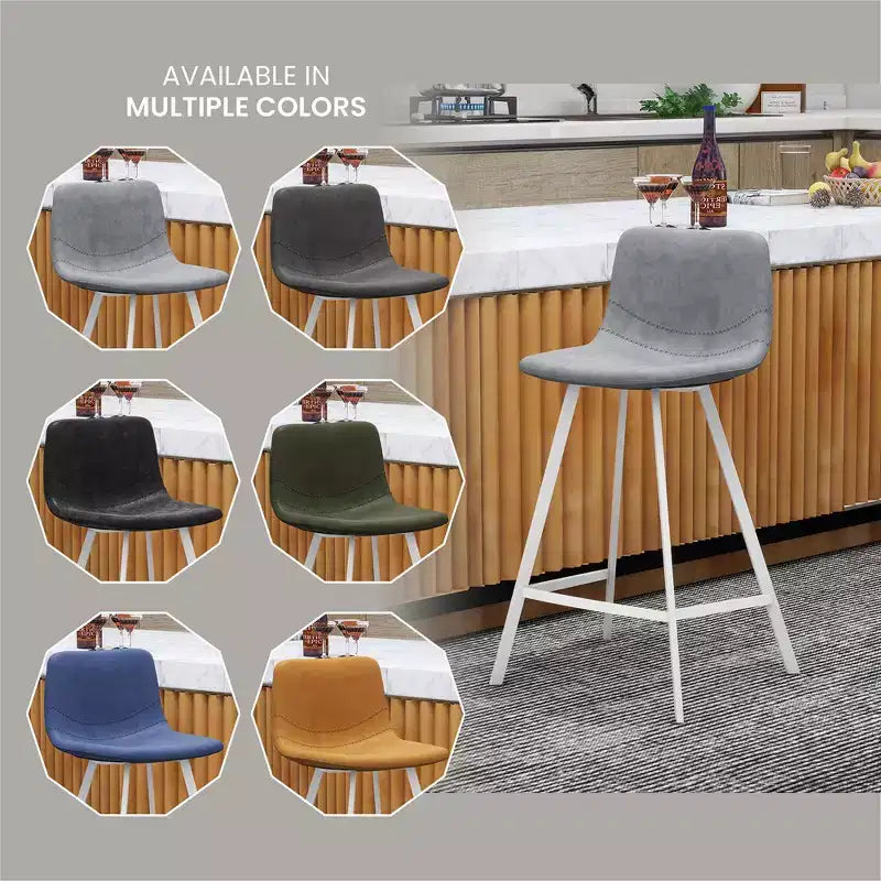 Sgabello da bar imbottito in pelle da 35" con base in acciaio inossidabile