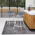 Sgabello da bar imbottito in pelle da 35" con base in acciaio inossidabile