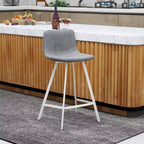 Sgabello da bar imbottito in pelle da 35" con base in acciaio inossidabile