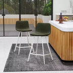 Sgabello da bar imbottito in pelle da 35" con base in acciaio inossidabile