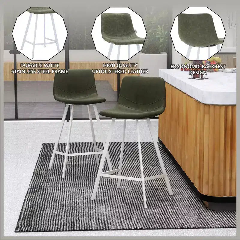Sgabello da bar imbottito in pelle da 35" con base in acciaio inossidabile