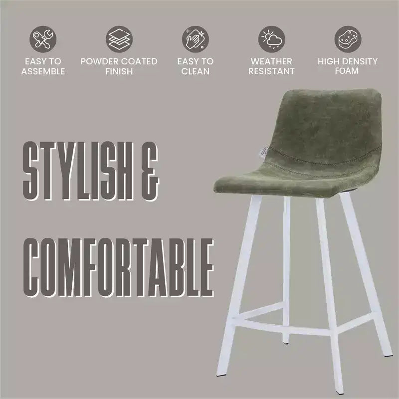 Sgabello da bar imbottito in pelle da 35" con base in acciaio inossidabile
