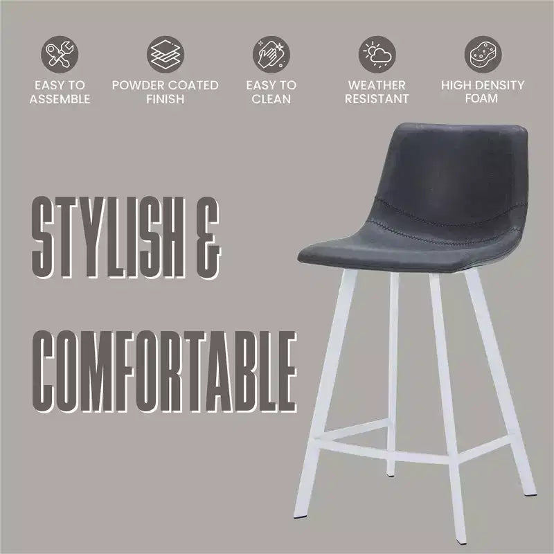 Sgabello da bar imbottito in pelle da 35" con base in acciaio inossidabile