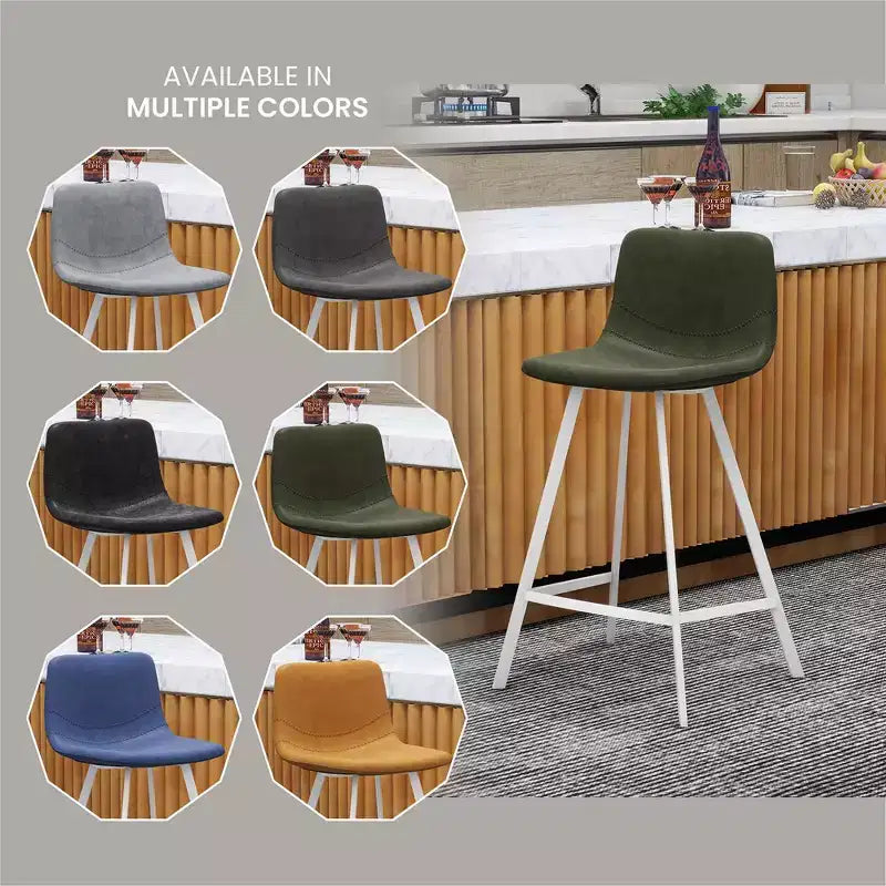 Sgabello da bar imbottito in pelle da 35" con base in acciaio inossidabile