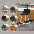 Sgabello da bar imbottito in pelle da 35" con base in acciaio inossidabile