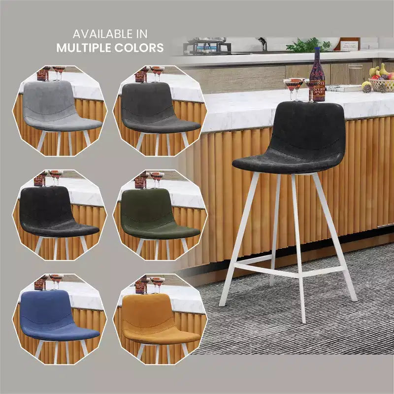 Sgabello da bar imbottito in pelle da 35" con base in acciaio inossidabile