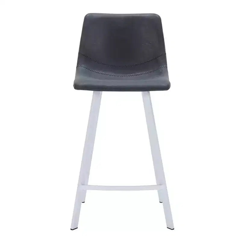 Sgabello da bar imbottito in pelle da 35" con base in acciaio inossidabile