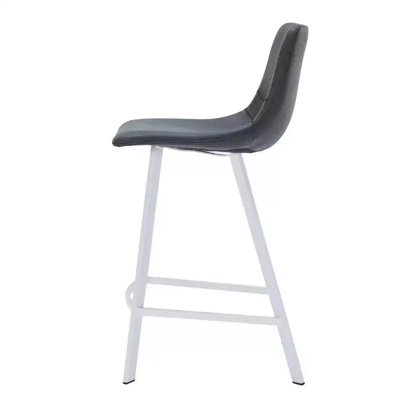 Sgabello da bar imbottito in pelle da 35" con base in acciaio inossidabile
