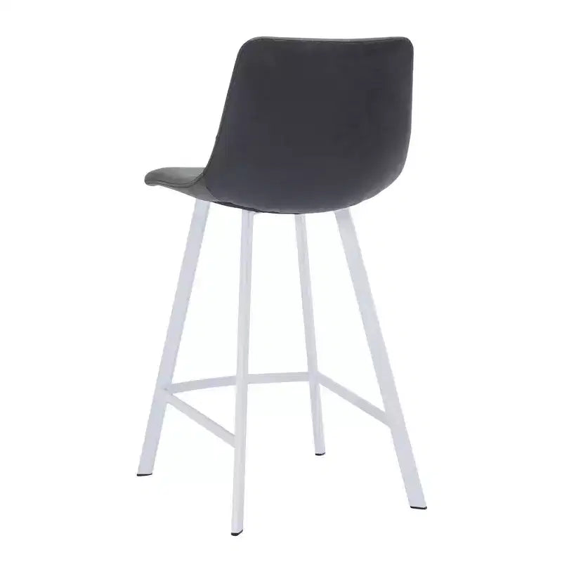 Sgabello da bar imbottito in pelle da 35" con base in acciaio inossidabile