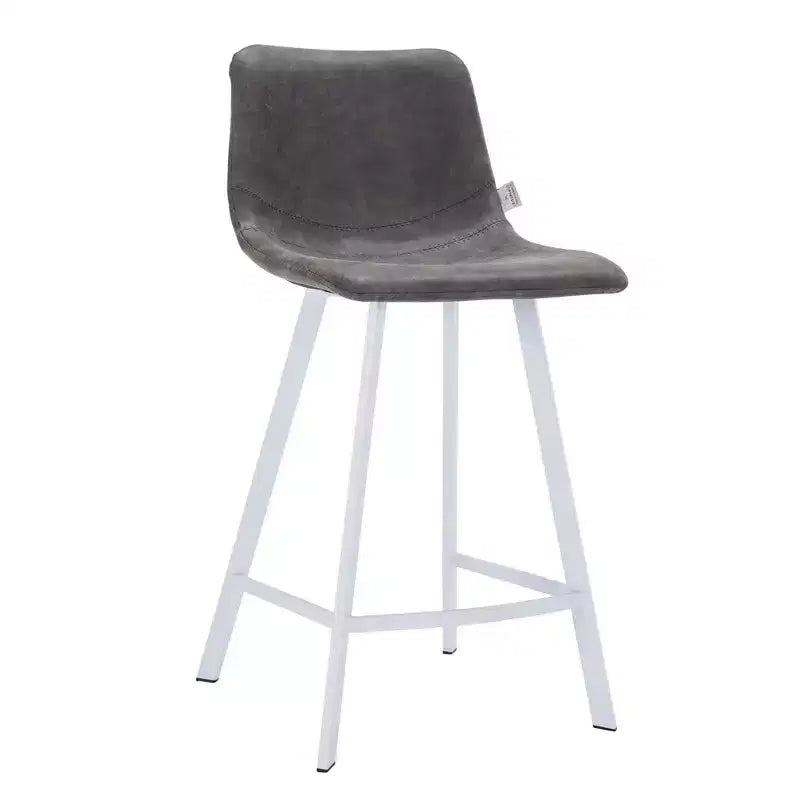 Sgabello da bar imbottito in pelle da 35" con base in acciaio inossidabile